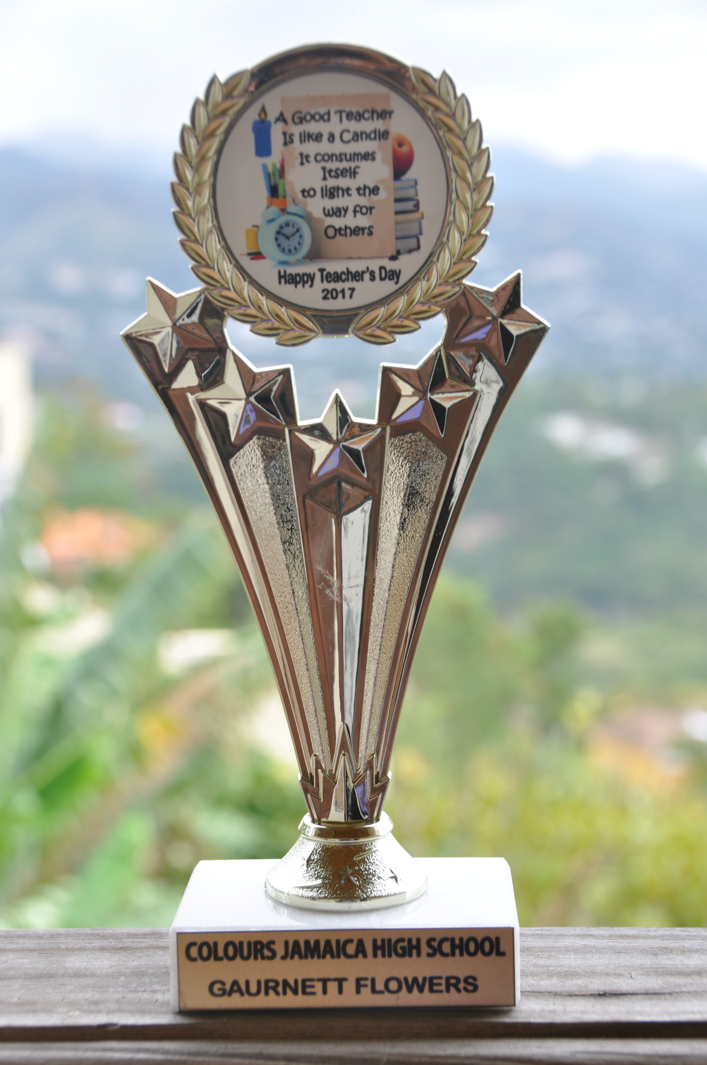 Colours Jamaica Print Trophy H505 (8.5 inches)